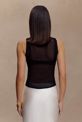 Dollie Sheer Knit Tank Top - Black